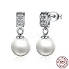 Anti-Tarnish Rhodium Plated 925 Sterling Silver Cubic Zirconia Stud Earrings EJEW-FF0002-12-7
