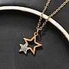 304 Stainless Steel Crystal Rhinestone Double Star Pendant Cable Chain Necklaces NJEW-Z056-02A-G-3