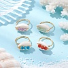 4Pcs Copper Wired Shell Finger Rings RJEW-TA00176-2