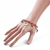 Christmas Candy Cane & Reindeer & Moon Alloy Charm Bracelet with Glass Beads BJEW-TA00090-02-3
