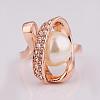 Real Rose Gold Plated Eco-Friendly Tin Alloy Round Imitation Pearl Finger Rings For Party RJEW-BB14344-6RG-2