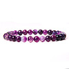 Natural Striped Agate/Banded Agate Round Beaded Stretch Bracelet SF8562-14-1