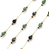 Green Aventurine & Snowflake Obsidian & 304 Stainless Steel Beads Link Chains CHS-K021-01G-01-1