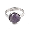 Half Round Natural Amethyst Finger Rings RJEW-M062-01P-31-2