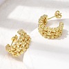 Woven C-Shaped Brass Stud Earrings EJEW-P333-01G-3