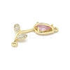 Brass Pearl Pink & Clear Cubic Zirconia Connector Charms LS-KK-G520-01G-2