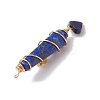 6Pcs 6 Styles Natural Carnelian & Green Aventurine & Rose Quartz & Quartz Crystal & Lapis Lazuli & Amethyst Copper Wire Wrapped Faceted Bullet Heart Pendants PALLOY-JF03482-01-5