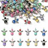48Pcs 12 Colors Glass Pendants PALLOY-YW00051-1