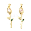 Flower Brass Micro Pave Cubic Zirconia Pendants KK-M325-07G-1