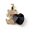 Real 18K Gold Plated Rack Plating Brass Micro Pave Cubic Zirconia Pendants KK-C015-31G-14-1