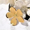 Flower 304 Stainless Steel Open Cuff Ring for Women LS-RJEW-R006-03G-02-2