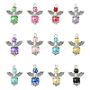 48Pcs 12 Colors Glass Pendants PALLOY-YW00051-2