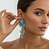 Alloy Glass Flower Stud Dangle Earringsl WG533F3-03-1