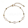 Real 18K Gold Plated Stainless Steel Freshwater Pearl Handmade Chain Bracelets FW1421-5-1