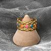 304 Stainless Stee Enamel Open Cuff Rings RJEW-Q006-02A-G-4
