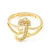 Clear Cubic Zirconia Initial Letter with Crown Adjustable Ring RJEW-M139-17J-2