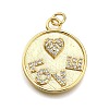 Rack Plating Brass Micro Pave Cubic Zirconia Pendants KK-K401-78G-1