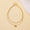 304 Stainless Steel Bowknot Pendant Necklaces NJEW-L182-001G-04-4