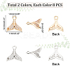 16Pcs 2 Colors Brass Micro Pave Clear Cubic Zirconia Charms KK-DC0001-09-2