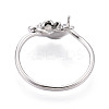 Flower Brass Micro Pave Clear Cubic Zirconia Cuff Ring Settings KK-T076-79P-3