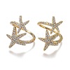 Adjustable Brass Micro Pave Clear Cubic Zirconia Cuff Rings X-ZIRC-Z002-29G-1