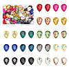 96Pcs 16 Colors Glass Rhinestone Cabochons GLAA-FG0001-17-1