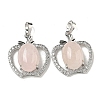 Natural Rose Quartz with Clear Cubic Zirconia Pendants G-G133-03P-27-1