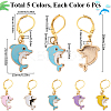 Dolphin Alloy Enamel Pendant Decorations HJEW-SC00053-2