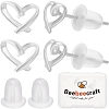 2 Pairs Hollow Heart Rhodium Plated 925 Sterling Silver Stud Earrings EJEW-BBC0001-33P-1
