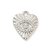 Heart with Evil Eye Rack Plating Brass Clear Cubic Zirconia Pendants KK-P277-14P-1
