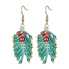 MIYUKI Rocailles & Glass Pearl Beaded Leaf Dangle Earrings EJEW-MZ00091-1