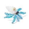 Faceted Round Natural Black Spinel & Natural Trumpet Shell & Glass Seed Beaded Crab Pendants PALLOY-MZ01177-03-3