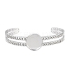 304 Stainless Steel Blank Cuff Bangle Bases with Flat Round Tray SA-CBA82C8-05A-P-2