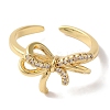 Bowknot Brass Micro Pave Clear Cubic Zirconia Open Cuff Rings for Women LS-RJEW-C098-07G-2