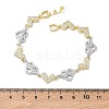 Heart Micro Pave Clear Cubic Zirconia Link Chain Bracelets for Women BJEW-C156-08A-GP-5