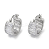 Clear Cubic Zirconia Hoop Earrings EJEW-L292-018P-1