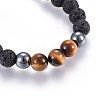 Natural Lava Rock and Non-Magnetic Synthetic Hematite Beads Braided Bead Bracelets X-BJEW-JB03975-25-2