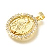 Rack Plating Brass with Cubic Zirconia Pendants KK-Z086-33G-12-2