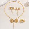 201 Stainless Steel Hollow Bowknot Stud Earrings & Pendant Necklaces & Rings Sets for Women QB7750-5