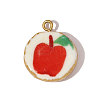 Flat Round Apple Pattern Porcelain Pendants STAS-OY005-80G-1