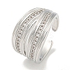 Rack Plating Brass Micro Pave Cubic Zirconia Open Cuff Rings for Women RJEW-I104-15P-1