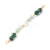 Faceted Round Natural Green Aventurinee & Malachite & Potato Natural Cultured Freshwater Pearl Beaded Connector Charms PALLOY-JF03531-03-3