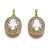 Golden Plated Brass Micro Pave Clear Cubic Zirconia Pendants ZIRC-F123-02E-1