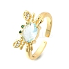 Ocean Theme Brass Micro Pave Cubic Zirconia Cuff Rings for Women RJEW-F184-17F-G-2
