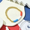 Independence Day 6mm Round Brass & Handmade Polymer Clay Beaded Stretch Bracelets for Women BJEW-JB10590-2