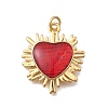 Brass Enamel Heart Pendants KK-D431-052G-1