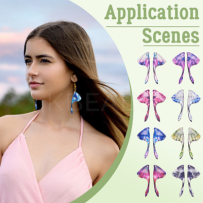 DIY Brass & Epoxy Resin Butterfly Wing Dangle Earring Jewelry Kits DIY-TA0010-65A-1