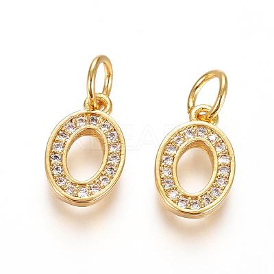Brass Micro Pave Clear Cubic Zirconia Charms ZIRC-L092-00-G-1