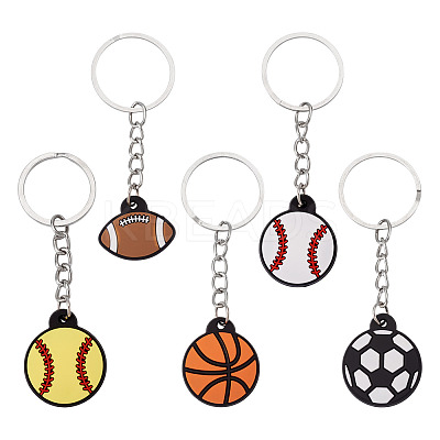 5Pcs 5 Styles PVC Plastic Keychains KEYC-TA0001-49-1