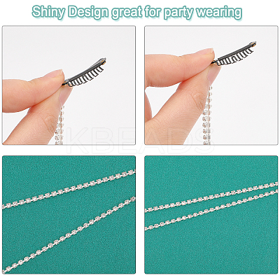 10Pcs Rhinestone Snap Hair Clips Tassel Hair Extension Chain OHAR-CA0001-06-1